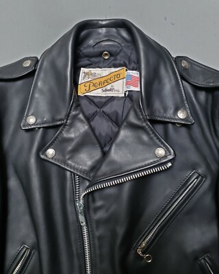 Vtg 70s SCHOTT PERFECTO Black Leather Motorcycle Jacket Sz Vtg 70s SCHOTT PERFECTO Black Leather Motorcycle Jacket Sz