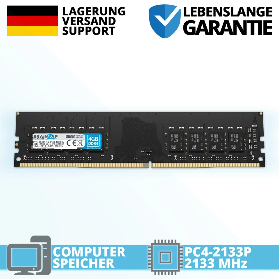 4GB DDR4 RAM PC4-2133P 1Rx8 2133 MHz 1.2V UDIMM Desktop PC Arbeitsspeicher CL15