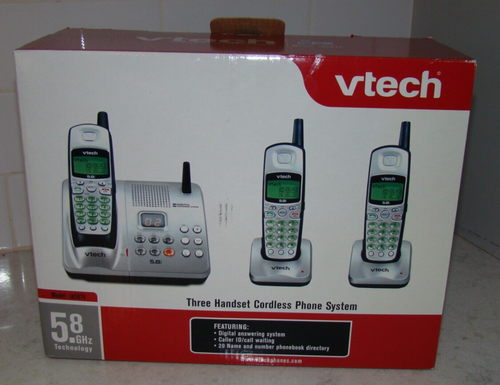 NIB VTech ia5874 5.8 GHz Three Handsets Single Line Cordless Phone Open Box