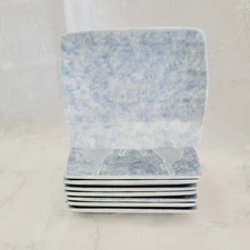8 pieces Oneida Studio Pottery Sushi Plates Light Blue 5.75" x 4.5" Porcelain