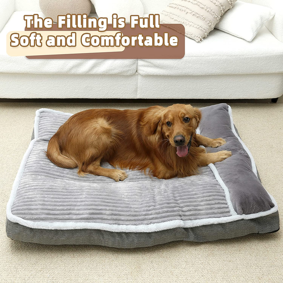Large Dog Bed with Pillow for Crate Kennel, Sofa Dog Bed, Super Soft