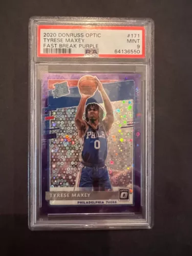 2020-21 Optic Tyrese Maxey Rookie Fast Break Purple Prizm /95 PSA 9 - 76ers