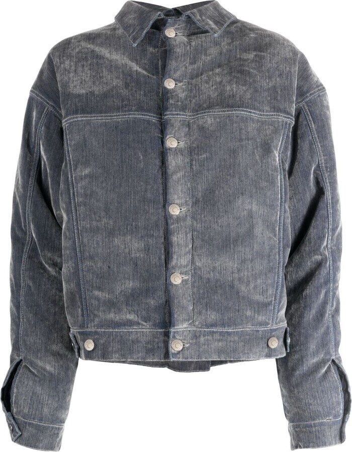 BNWT Women’s MSGM Padded Denim Jacket Sz 42 UK10 Faded Effect RRP £745 Grey
