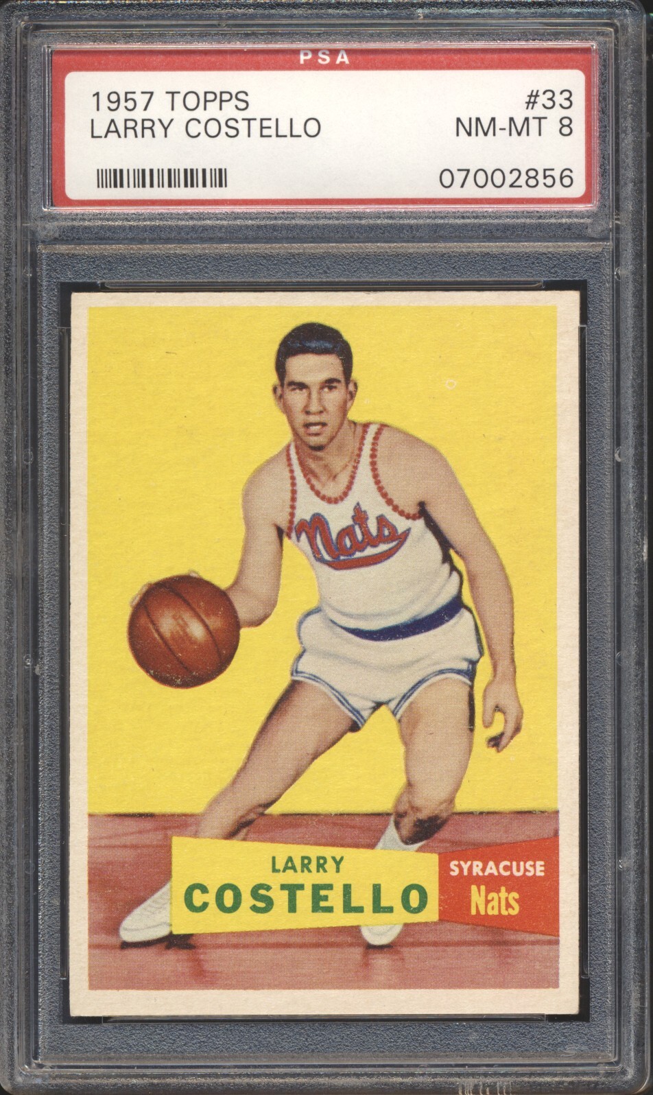 1957 Topps Basketball Larry Costello ROOKIE #33 PSA 8 NATIONALS HOF SET BREAK