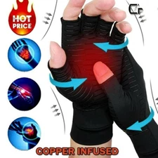 Copper Compression Arthritis Gloves Fit Carpal Tunnel Joint Pain Circulation NEW