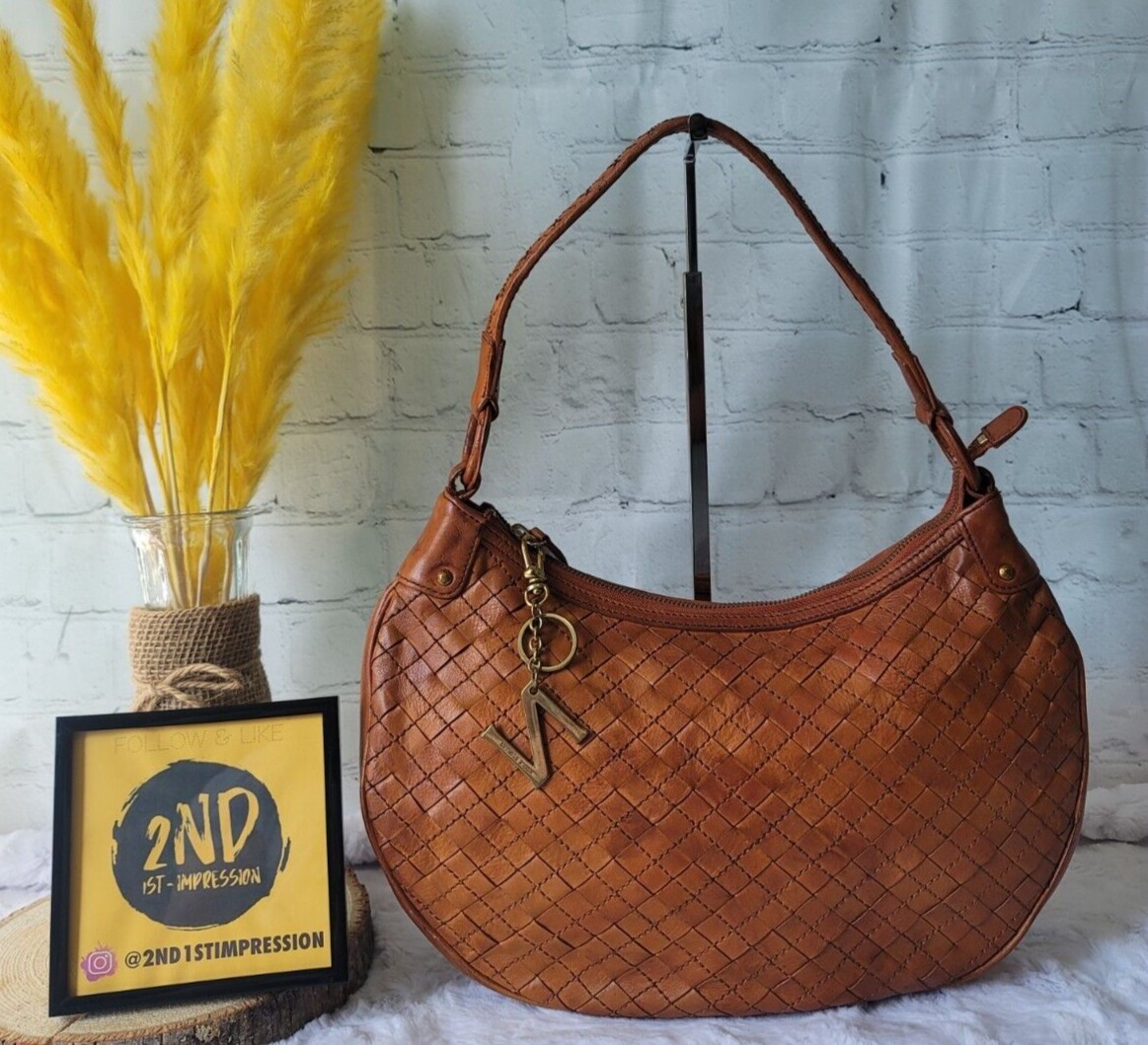 NICOLE ST. GILLES Paris Brown Leather Woven Braided Shoulder Bag