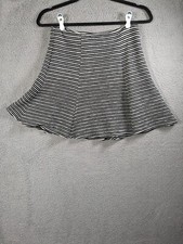 Maeve Skirt Large Acrylic Blend Zip USA Black Gray Striped Anthropologie