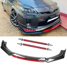 Front Bumper Lip Splitter Spoiler Body Kit Carbon Fiber Rods For Toyota Prius