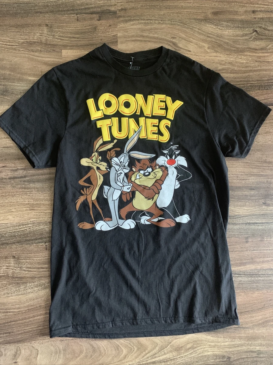Looney tunes men s black t shirt size M NEW Front and back graphic