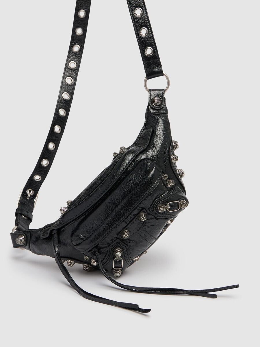BALENCIAGA Le Cagole $2300 Black Arena Leather Belt Bag New BALENCIAGA Le Cagole $2300 Black Arena Leather Belt Bag New