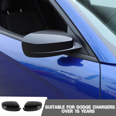 For 2011-2023 Dodge Charger Black Side Mirror Covers Shell Rearview Cap 2PCS
