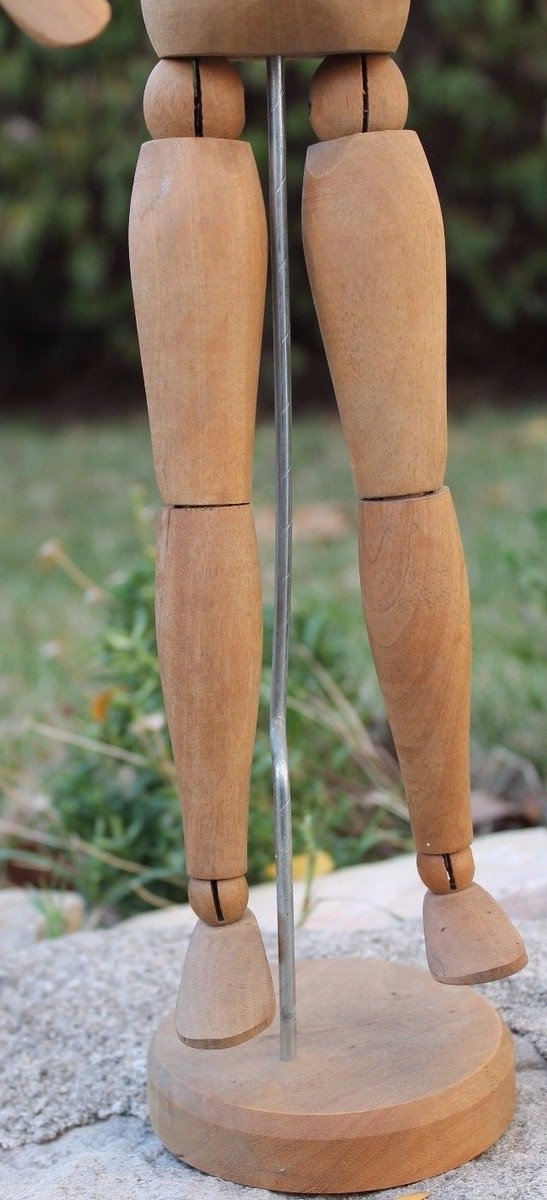 Grand mannequin Bonhomme d'atelier articulé pour étude, peintre en bois