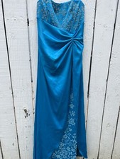 Rampage Prom Dress sleeveless Vintage Formal Teal & Rhinestones layered size 11