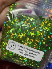 50g Solvent Resistant DIAMOND shape Glitter HOLO LIGHT GREEN Nail Art Craft