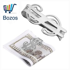 Stainless Steel Dollar Money Clip Metal Credit Card Wallet Holder W/Velvet Bag