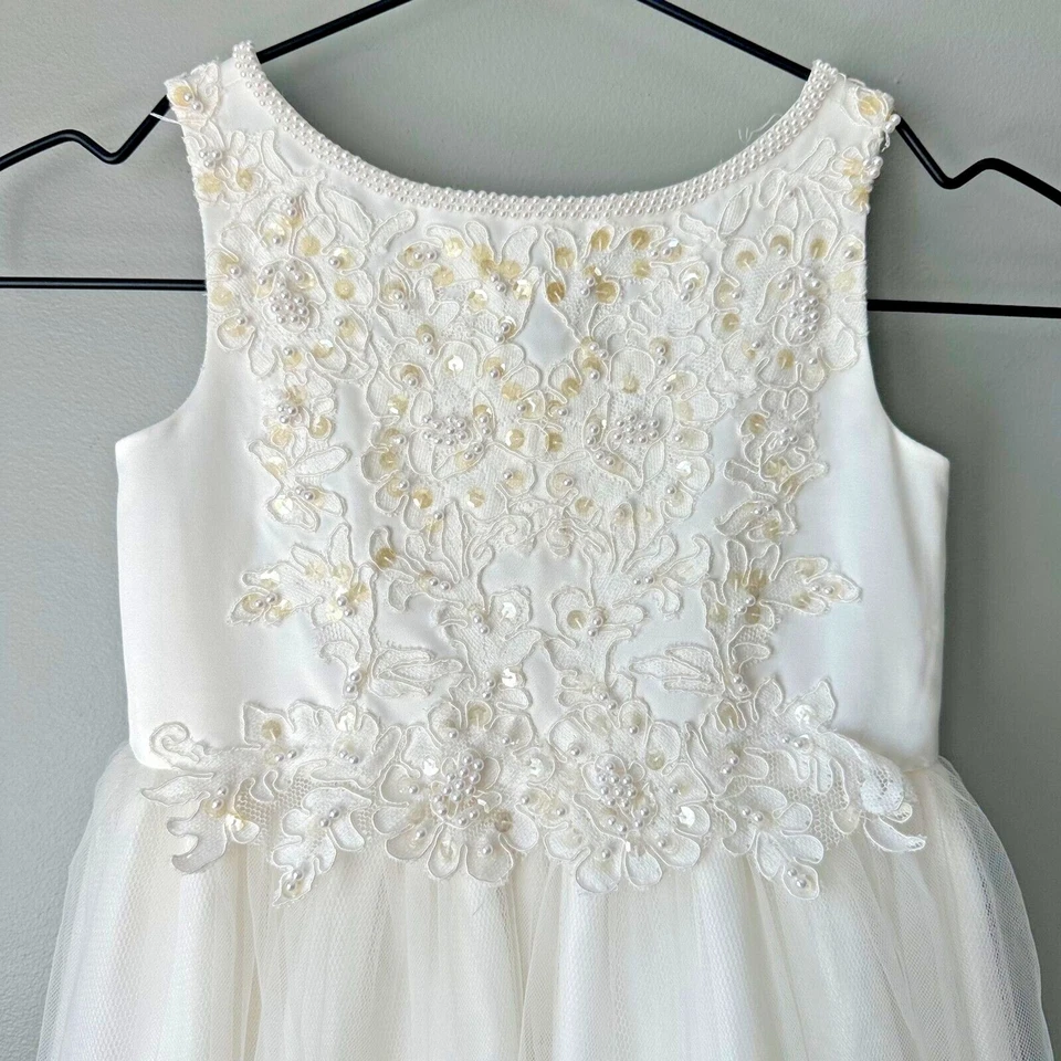 Свадебное платье для девочки-цветочницы Lady Eleanor David цвета слоновой кости размер 4 - Изображение 2 из 4