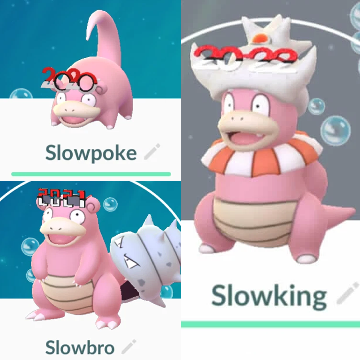 Slowpoke Slowbro Slowking Wearing 2020 2021 2022 Sunglasses