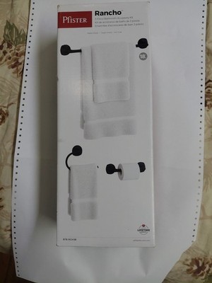 Pfister 3-Piece Rancho Matte Black Decorative Bathroom Hardware Set BTB-RCH3B
