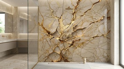 3D Premium Duschrückwand 3mm Aluverbundplatte Marmor Fliesenersatz 4 Farben