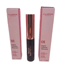 LOT OF 2 Clarins Supra Volume Mascara 01 INTENSE BLACK Mini 0.1oz 