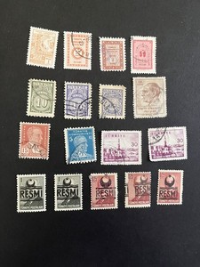 Turkey Stamps small Lot of 17 Used includes 5 RESMI officials as shown   L178