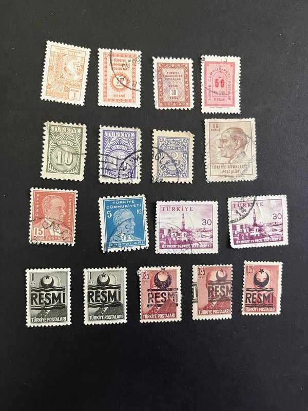 Turkey Stamps small Lot of 17 Used includes 5 RESMI officials as shown   L178