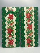 Vintage Cardboard Christmas Card Holder Display Poinsettia Holly Birds  1980s