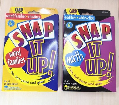 NEW Learning Resources Snap It Up Math & Reading Card Games 2 Pack Phonics