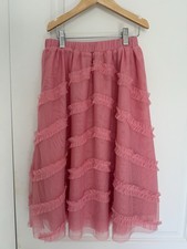 Mini Boden Pink Tulle Ruffle trim Skirt 8-9 Years Old
