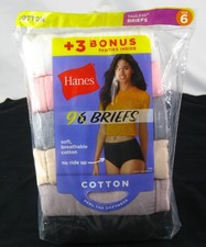Hanes Breathable Cotton Tagless Briefs 9pk Women Size 6/M No Ride Up Waistband