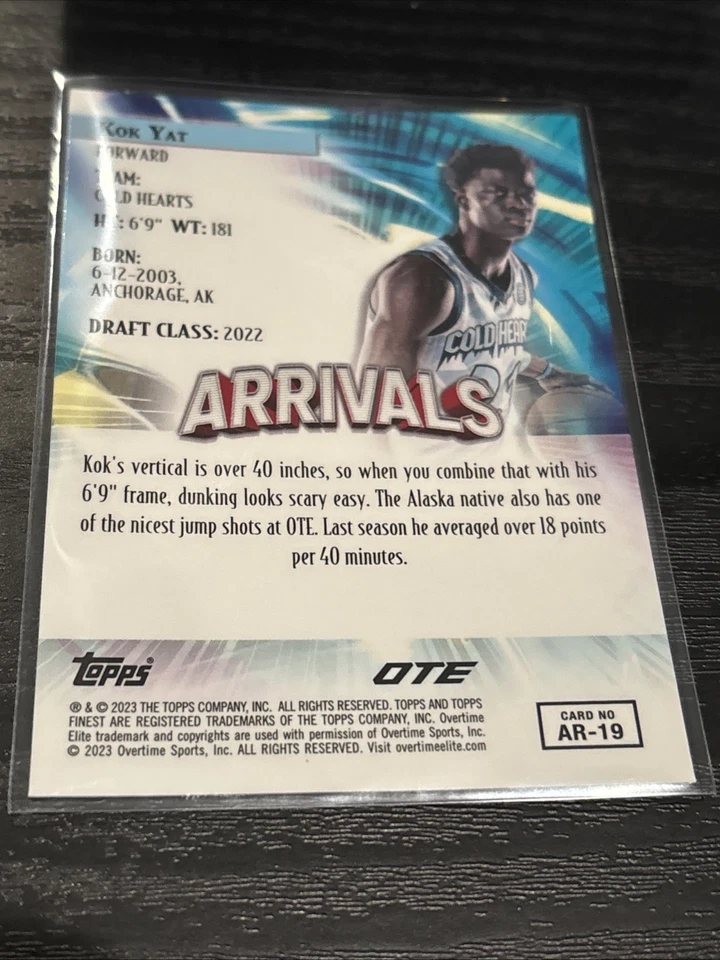 2022-23 Topps Finest OTE Overtime Elite Finest Arrivals Kok Yat #AR-19 - Image 2 of 2