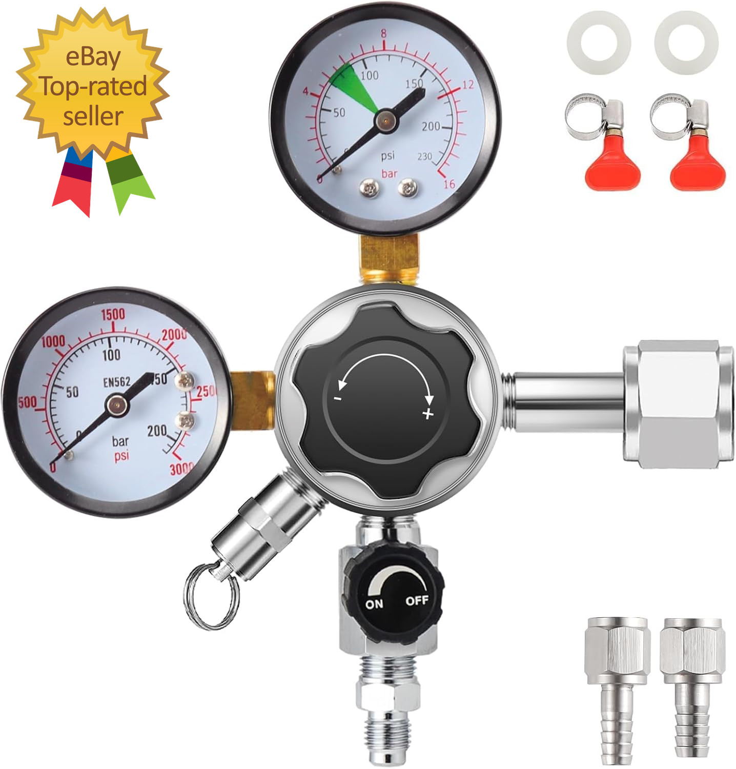 0-120 PSI CO2 Regulator Beer Keg Regulator Kegerator Dual Gauge CO2 Regulator Be