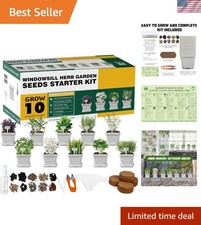 Complete Indoor Herb Growing Set with Nutritional Soil & White Pots for Kitchens
