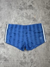 Adidas West Germany Nylon Striped Shorts Blue Retro Soccer Football Vtg 1980s