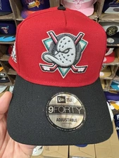 New Era Anaheim Ducks SnapBack Hat 9Fifty AF Red Black White Accents