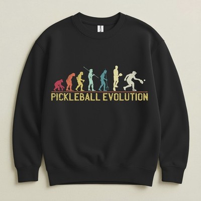 Pickleball Evolution Sweatshirt Unisex Rundhalsausschnitt Retro Paddelspieler Geschenk Erwachsene
