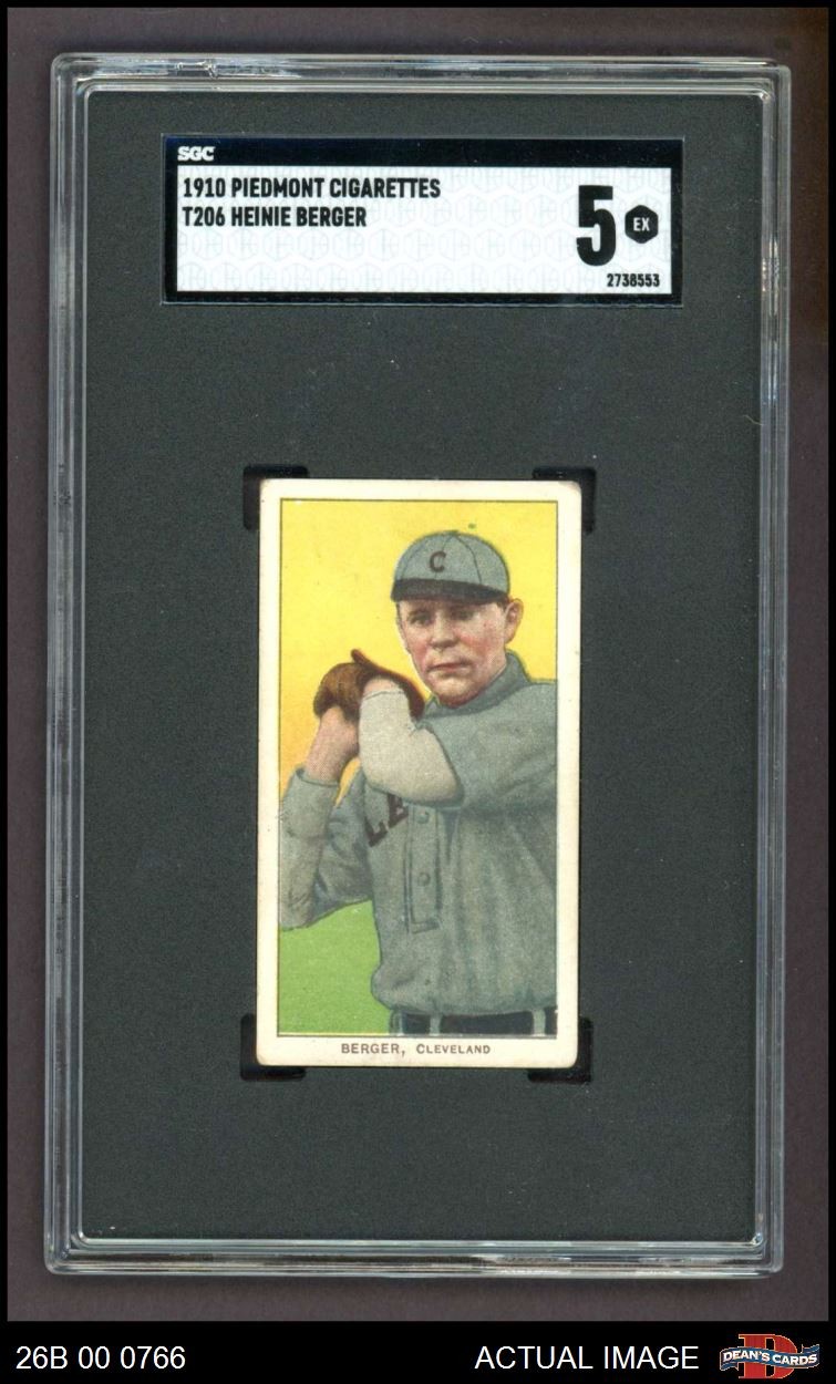 1909 T206 Heinie Berger Naps (Indians) SGC 5 - EX