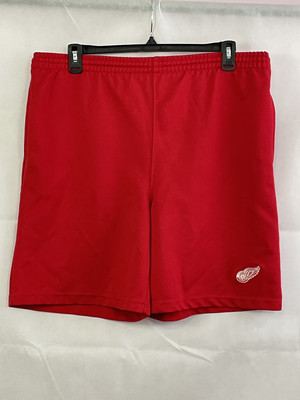 Detroit Red Wings Athletic Shorts Men Size Large Elastic Waist Drawstring 90 s