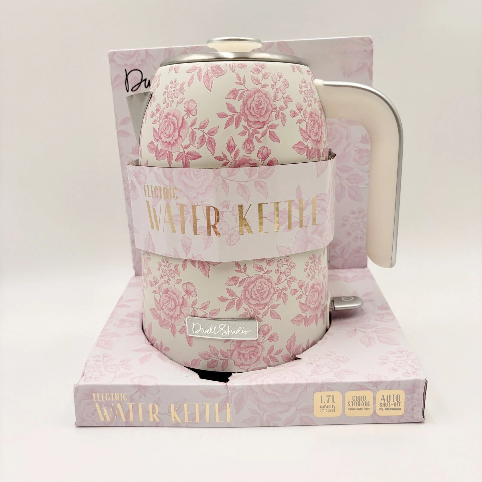 DwellStudio Electric Water Kettle 1.7L 1500W Pink Floral Rose Stainless Steel
Opens in a new window