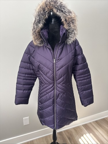 Lands' End Thermo Fleece gefütterter Primaloft Mantel Gr. L Fellbesatz gesteppt SAUBER!