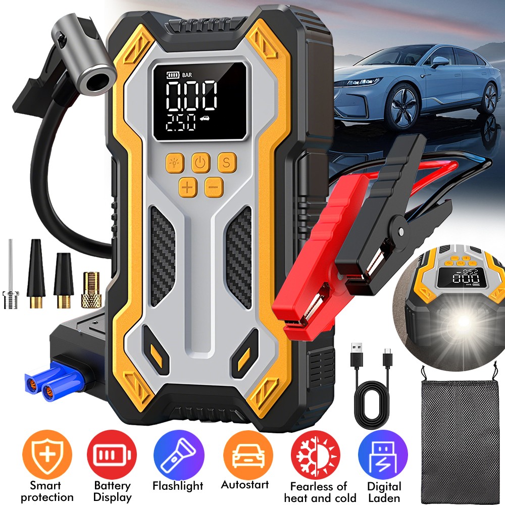 Car Jump Starter with Air Compressor 5000A Battery Jumper Box Charger Booster