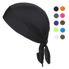 Doo Rag Skull Cap Sweat Wicking Head Wrap Breathable Helmet Liner Beanie Dew Rag