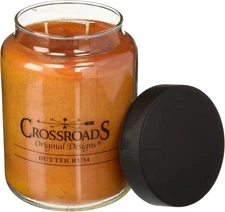 Crossroads Butter Rum Scented 2-Wick Candle, 26 Ounce 26, Golden Yellow 