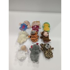 Set/9 Different Plush Animal Animals Children's Finger Puppets Pretend Play