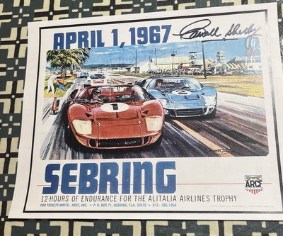 Carroll Shelby Ford GT40 12 Hours of Sebring 1967 poster with signature added!