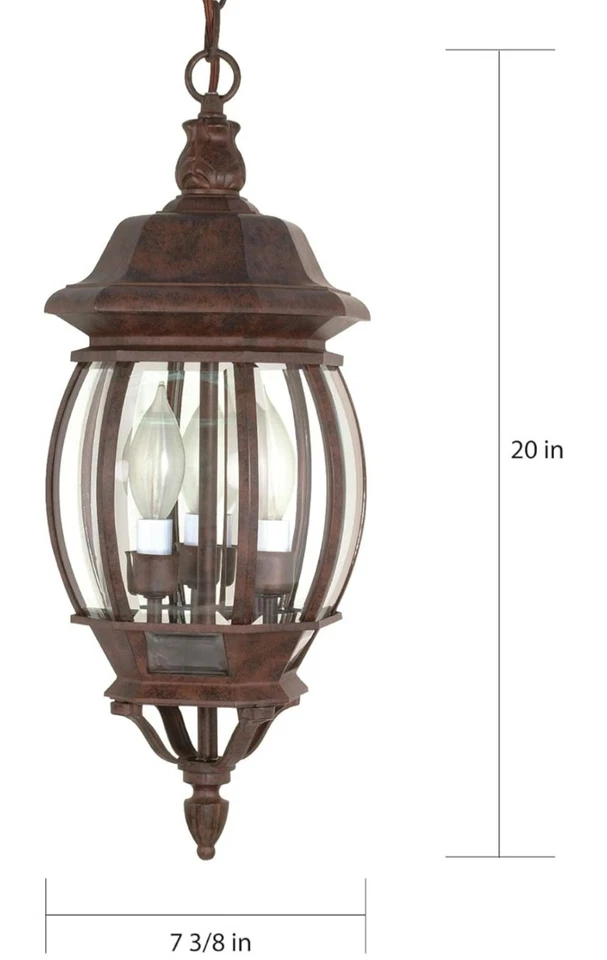 Традиционный трехсветовой подвесной фонарь Satco Nuvo Lighting 60/895 из центра - Изображение 3 из 4