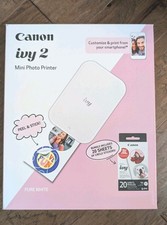 Canon IVY 2 Mini Photo Printer Bundle Pure White  20 Circle Stickers