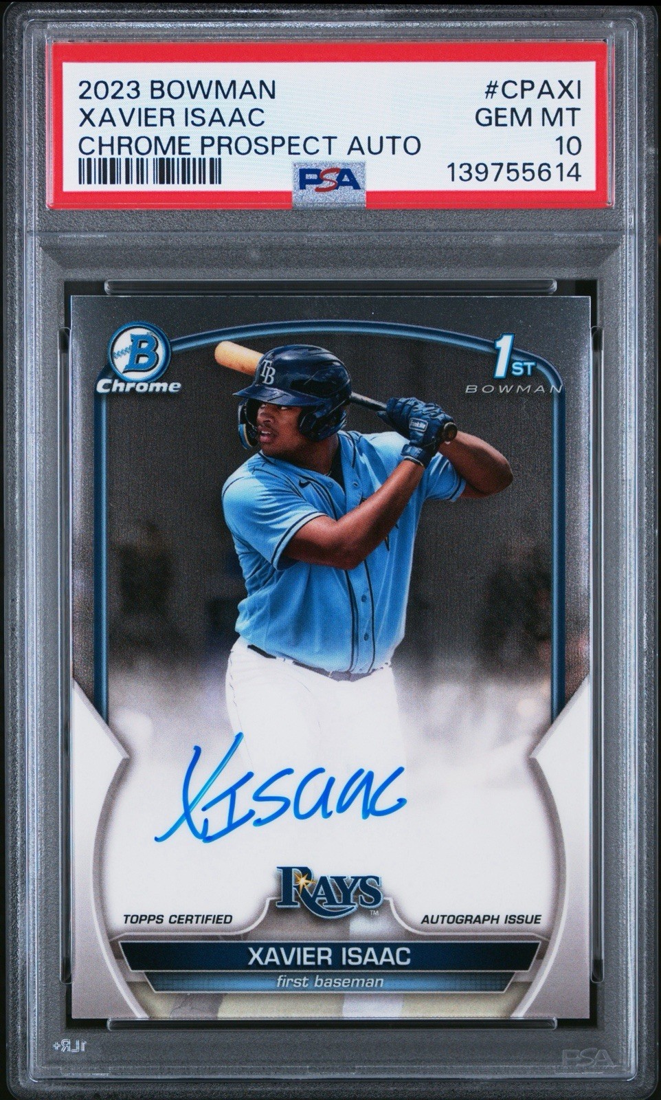 2023 Bowman XAVIER ISAAC 1st Bowman Chrome Prospect Auto #CPA-XI Rays PSA 10 GEM