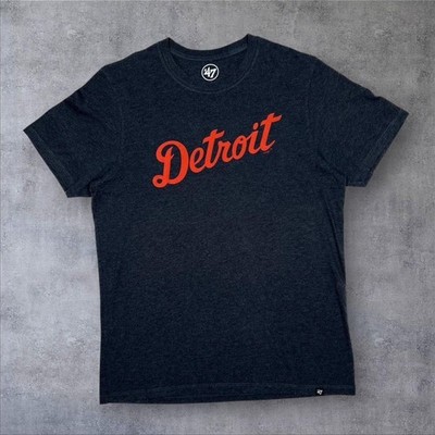 MLB Detroit Tigers Big Logo Spellout Baseball Grafik T-Shirt grau Medium