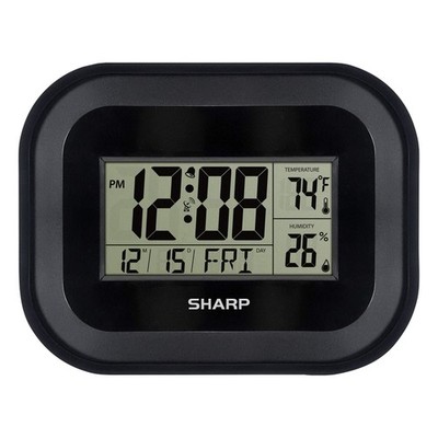 SHARP ATOMIC CLOCK, 9 5/8'' H X 9 13/16'' D X 1 7/16'' D, 110987 - BLACK